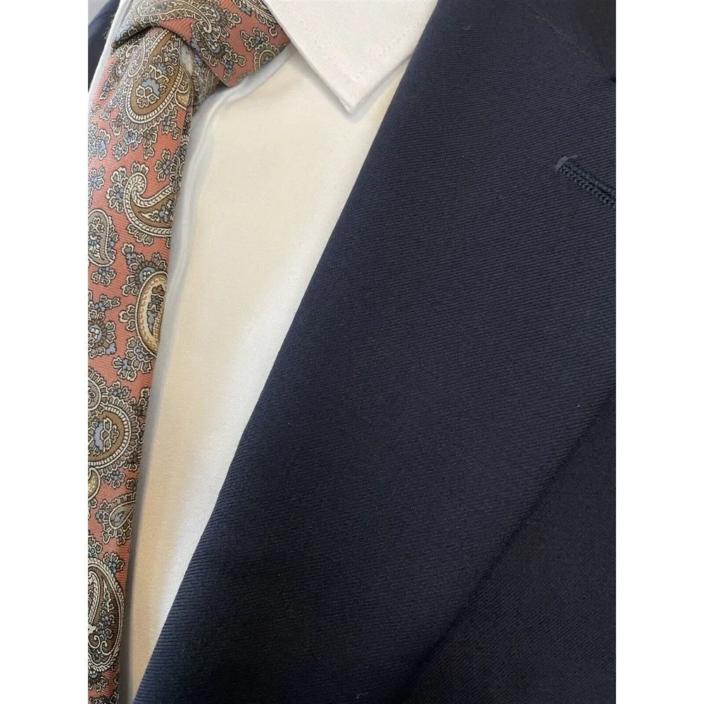 Chaps‎ 48R Gold Button Navy 100% Wool 2Btn Blazer Sport Coat Jacket
